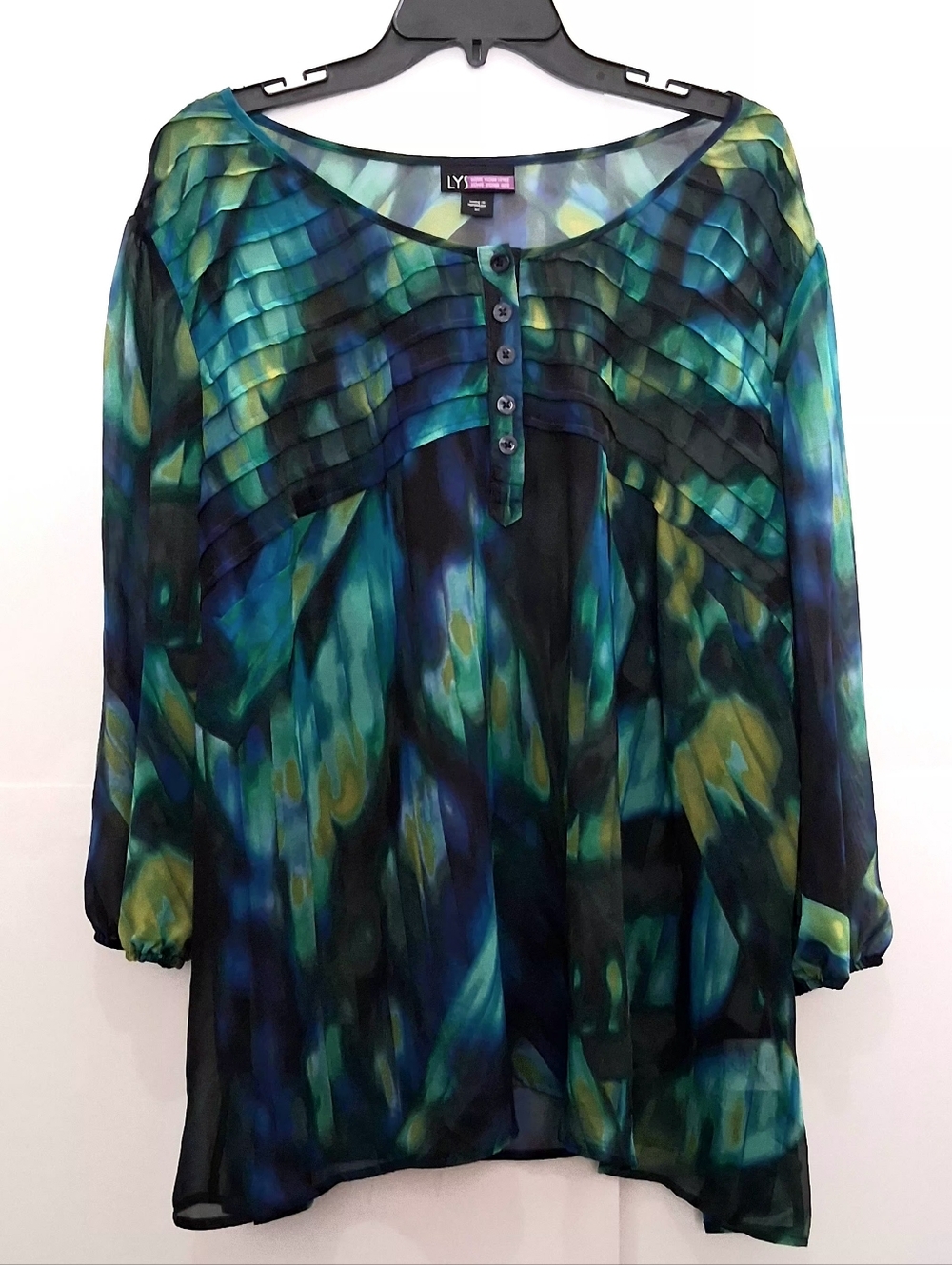 LYS Green-Blue Green Printed Top Size 2X